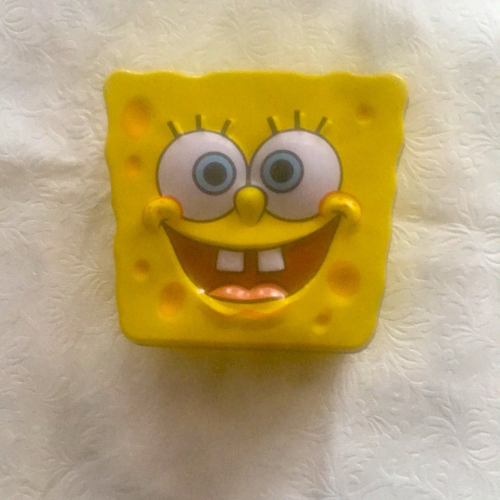 SpongeBob SquarePants Metal Piggy Bank Tin Coin Box Rare Flawed
